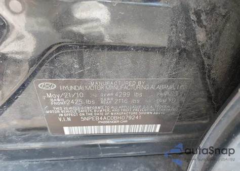 2011 Hyundai Sonata Gls from USA, damaged, VIN 5NPEB4AC0BH079241